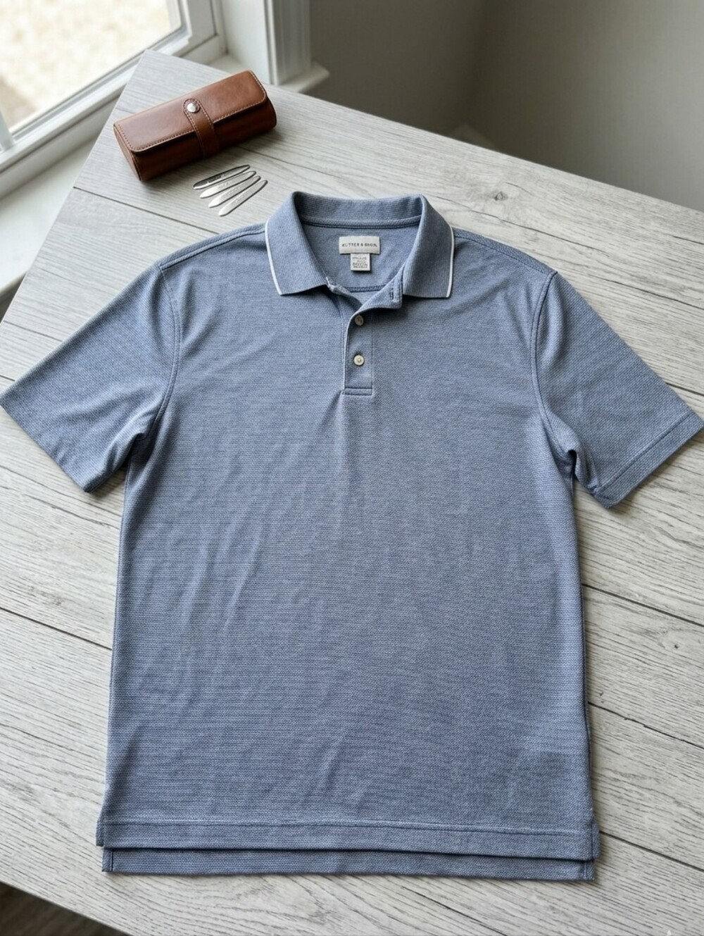 Cutter & Buck XL Men's Blue Micro Check Cotton Blend Golf‎ Polo Gorpcore Preppy